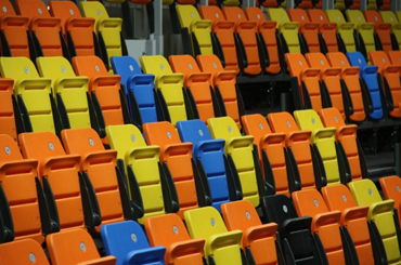 colourful arena seating