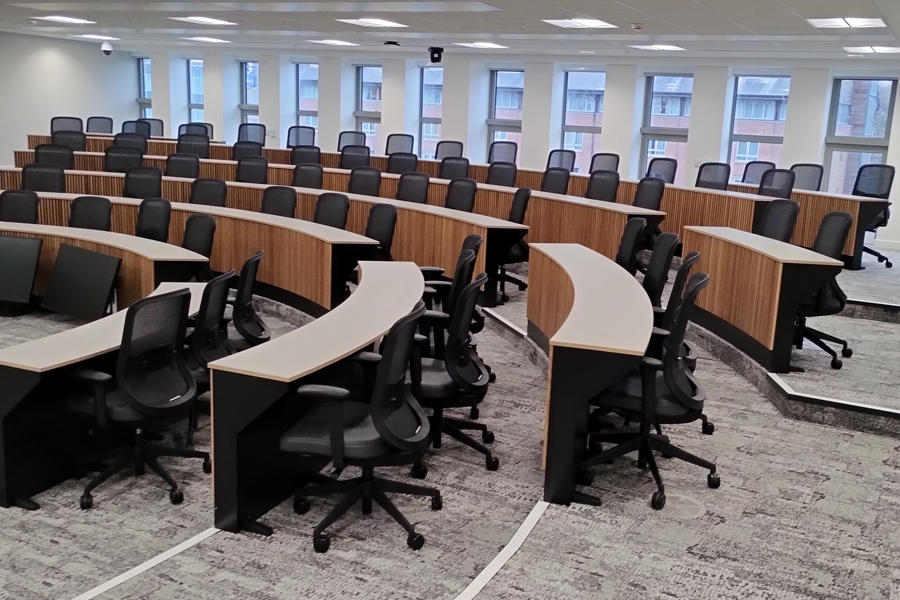 A Harvard Style lecture theatre with curved desks